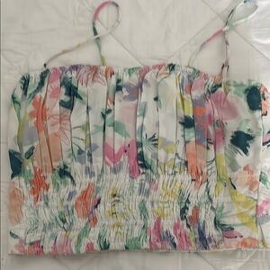 Abercrombie & Fitch Pink and Green Pleated Camisole